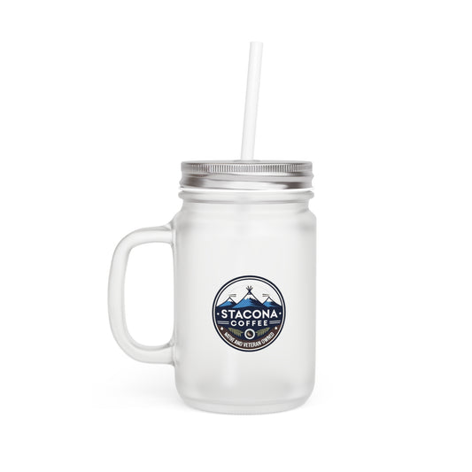 Mason Jar Tumbler — Stacona Coffee Logo Iced Drink Cup with Straw