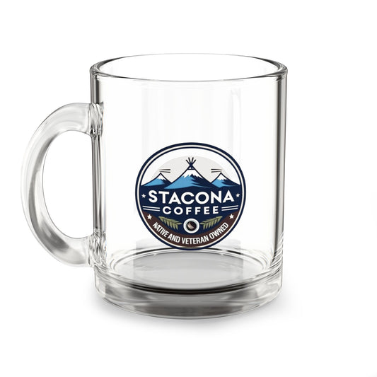 Stacona Coffee 10oz Glass Mug — Native & Veteran Owned Campfire Coffee Logo