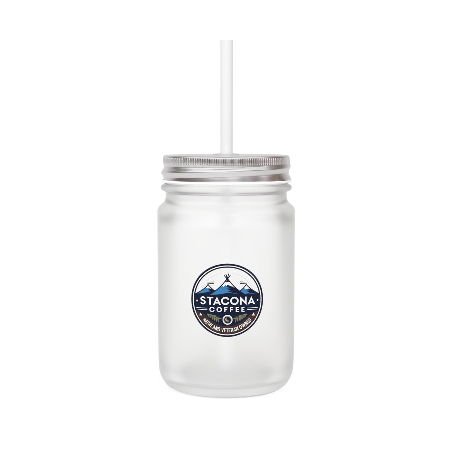Mason Jar Tumbler — Stacona Coffee Logo Iced Drink Cup with Straw