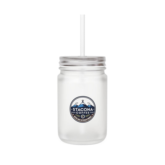 Mason Jar Tumbler — Stacona Coffee Logo Iced Drink Cup with Straw