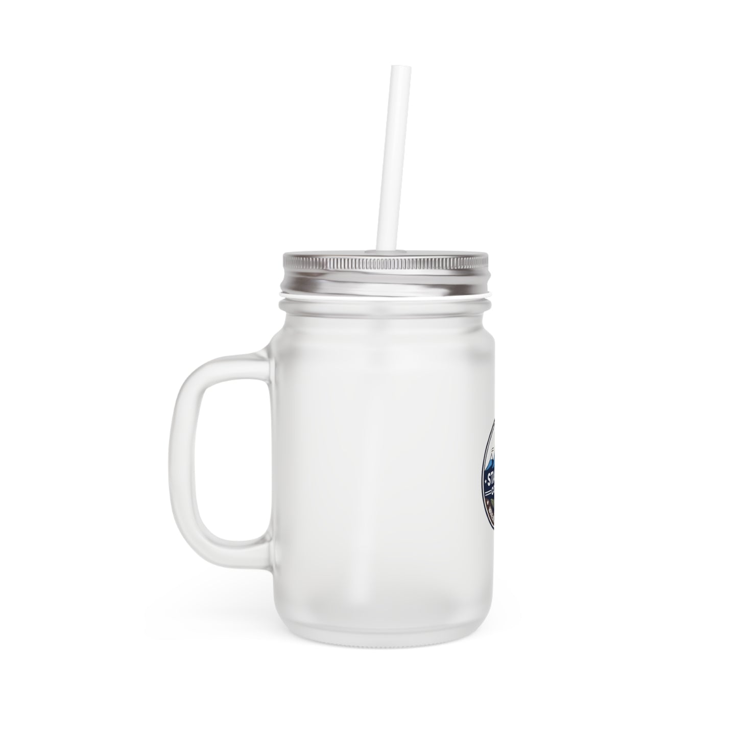 Mason Jar Tumbler — Stacona Coffee Logo Iced Drink Cup with Straw