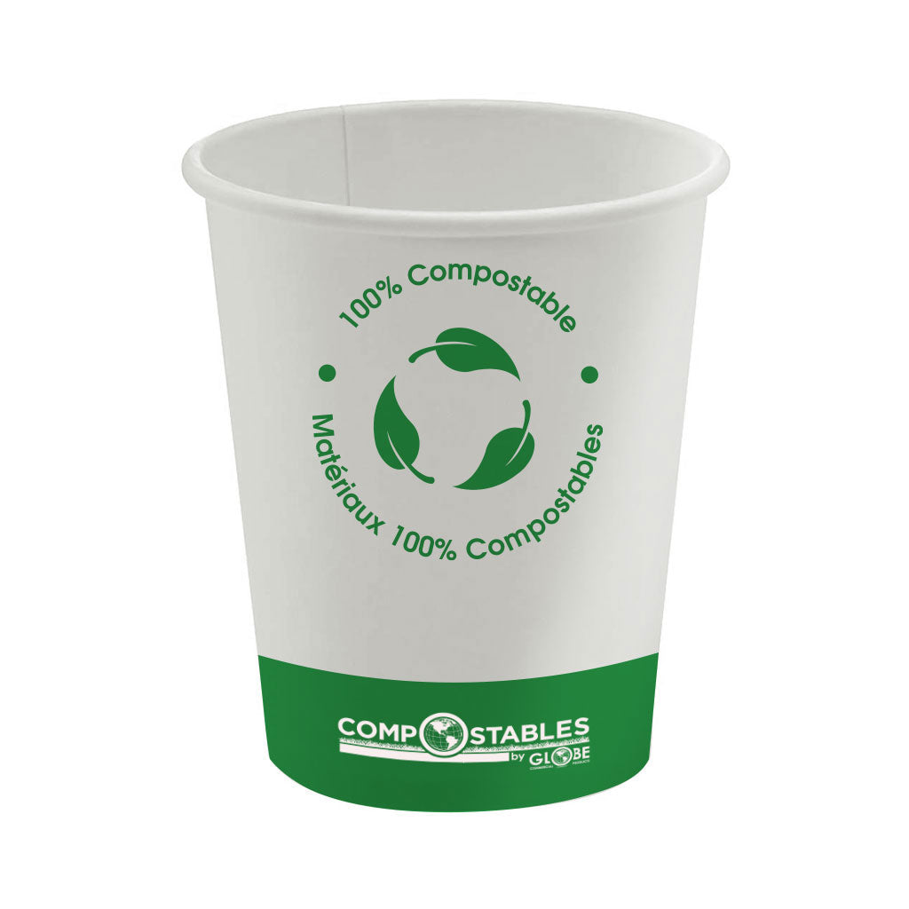 Single Wall Hot/Cold CPLA Compostable Paper Cups - 1000 cups per case - Sold By The Case
