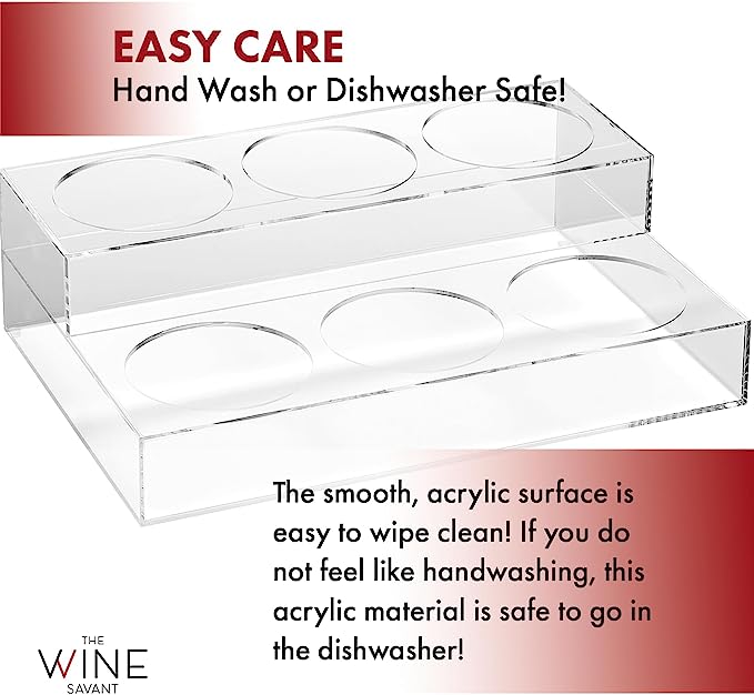 Acrylic Bottle Holder, Coffee Syrup Rack Display Case | 2-Tiered 6 Bottle | Wine Bar Bottle Rack, Clear Shelf Rack for Kitchen, Countertop, Fridge Pantry Storage Organizer - Wine, Soda, Cans, Liquor