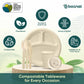 Bosnal – Sugarcane Bagasse Compostable 3-Compartment Round Plates & 8 Oz Cups with Lids & Cutlery